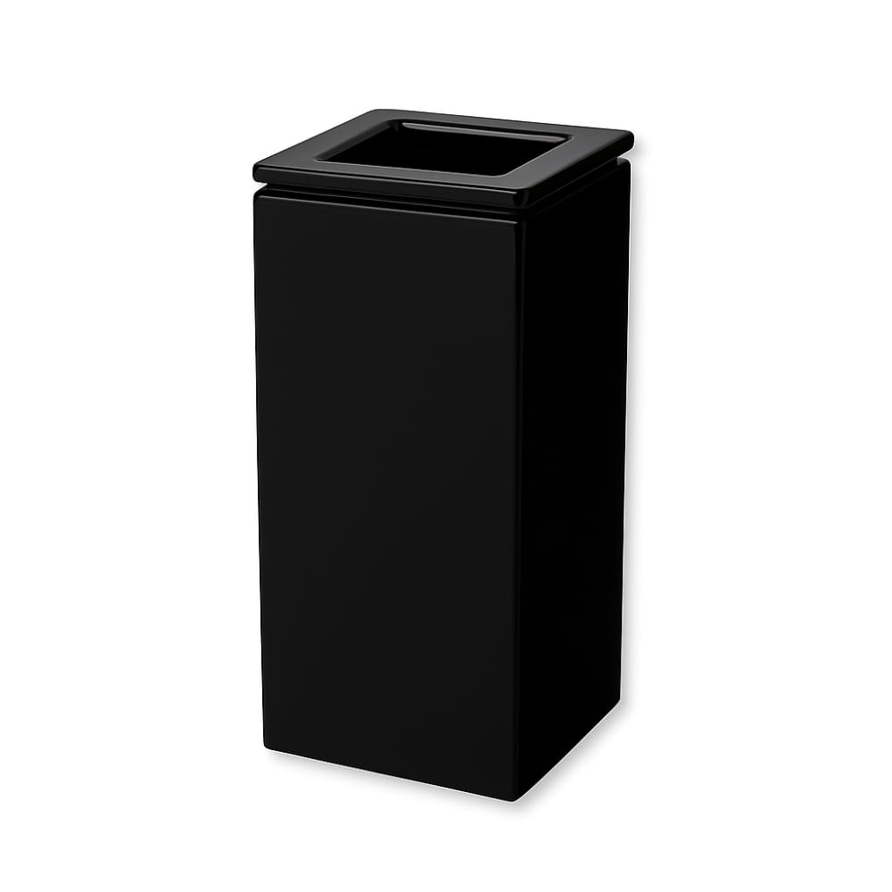 Lixeira com Tampa Vazada Top Preto Fosco Banho Mais01